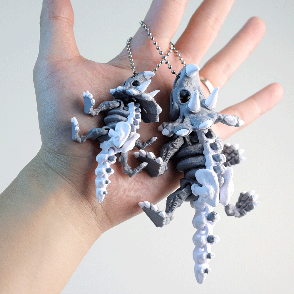 【大小2個セット】フル可動 トリケラトプス 恐竜フィギュア キーホルダー