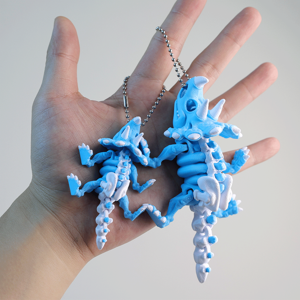 【大小2個セット】フル可動 トリケラトプス 恐竜フィギュア キーホルダー